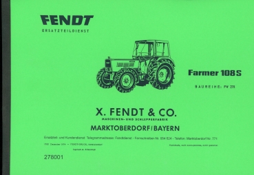Ersatzteilliste für Fendt Typ Farmer 108 S, FW 278